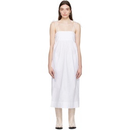 White Self-Tie Midi Dress 241144F054014