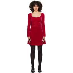 Red Ruched Minidress 241144F052020