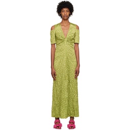 Green Polka Dot Maxi Dress 231144F055003