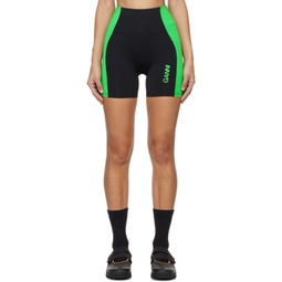 Black & Green Printed Sport Shorts 241144F541001