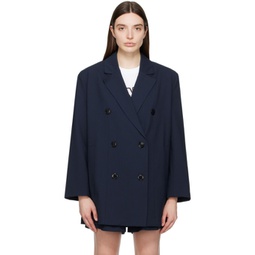 Navy Double-Breasted Blazer 241144F057019