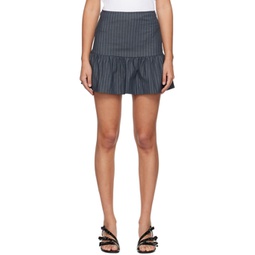 Gray Striped Miniskirt 241144F090002