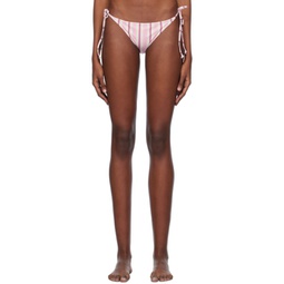 White & Pink Printed Bikini Bottom 241144F105004