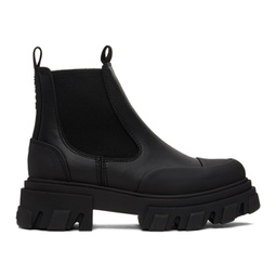 Black Cleated Low Chelsea Boots 241144F113009