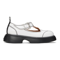 White Everyday Buckle Mary Jane Loafers 241144F121015
