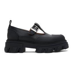 Black Cleated Mary Jane Loafers 241144F121005