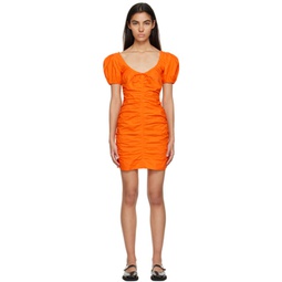 Orange Puff Sleeve Minidress 231144F052023