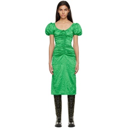 Green Crinkled Midi Dress 231144F054025