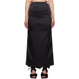 Black Beaded Maxi Skirt 232144F093002