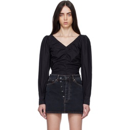 Black Ruched Blouse 222144F110035