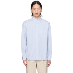 Blue   White Striped Shirt 241170M192000
