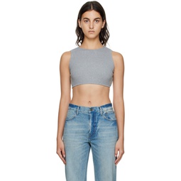 Gray Cropped Tank Top 222808F111012