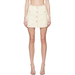 Off White Frayed Miniskirt 241308F090005