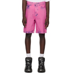 Pink Bleached Denim Shorts 231308M193001