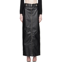 Black Belted Leather Maxi Skirt 232308F093001