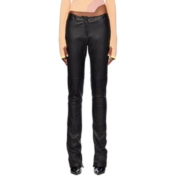 Black Multi Zip Leather Pants 241308F084000
