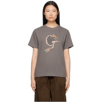 Gray Graphic T Shirt 232456F110022