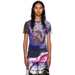 Purple Printed T Shirt 232695M213049