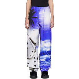 Blue   White Printed Jeans 241695M186011