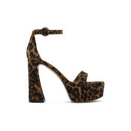 Brown Leopard Print Heeled Sandals 231090F125013