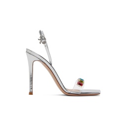 Silver Ribbon Candy Heeled Sandals 231090F125093