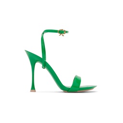 Green Spice Ribbon Heeled Sandals 231090F125051