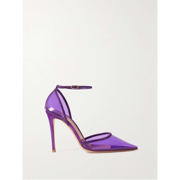 GIANVITO ROSSI 105 crystal-embellished suede-trimmed PVC pumps