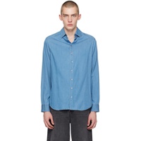 Blue Spread Collar Denim Shirt 241262M192006
