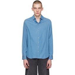Blue Spread Collar Denim Shirt 241262M192006