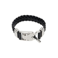 Black Woven Leather Bracelet 241262M142002