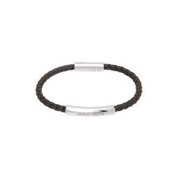Brown Braided Leather Bracelet 241262M142000