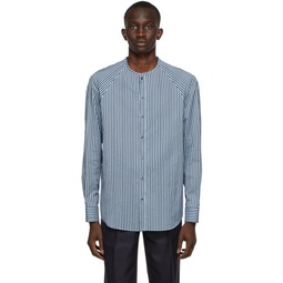 Blue Silk Striped Shirt 221262M192000