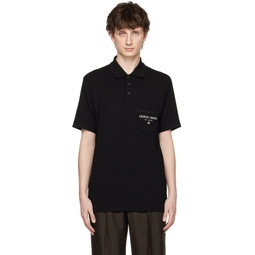Black Embroidered Polo 231262M212003