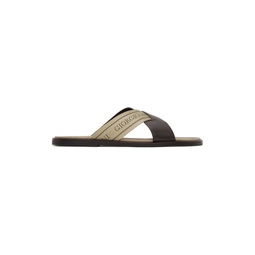 Brown   Beige Leather Sandals 221262M234002