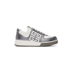 Gunmetal   White G4 Laminated Leather Sneakers 241278F128004