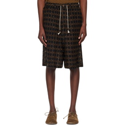 Black   Brown Drawstring Shorts 241171M193005