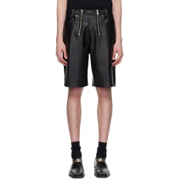 Black Zoran Faux Leather Shorts 241979M193000