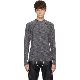 Gray Zip Long Sleeve T Shirt 232979M213001