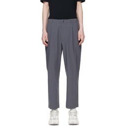 Gray One Tuck Trousers 241493M191009