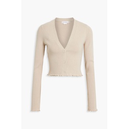 Cropped ribbed cotton-blend cardigan