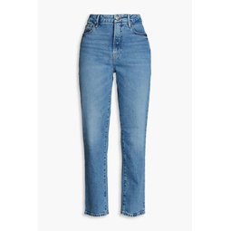 Faded high-rise straight-leg jeans