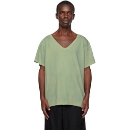 Green V Neck T Shirt 231933M213004
