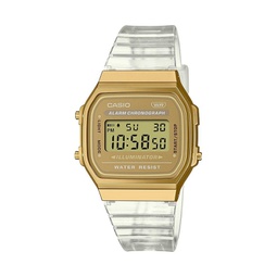 Unisex Casio Digital Vintage-Like Clear Resin Watch 36.3mm A168XESG-9AVT