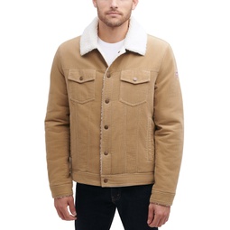 Mens Corduroy Bomber Jacket with Sherpa Collar