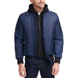 Mens Bomber Jacket with Removable Hooded Inset