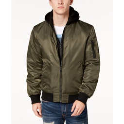 Mens Bomber Jacket with Removable Hooded Inset