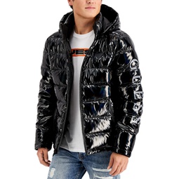 Mens Holographic Hooded Puffer Jacket