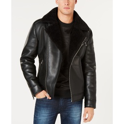 Mens Asymmetrical Faux Leather Moto Jacket
