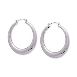 Silver-Tone Large Graduated Tubular Hoop Earrings 2.5