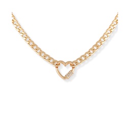 Gold-Tone Crystal Heart Charm Necklace 16 + 2 extender